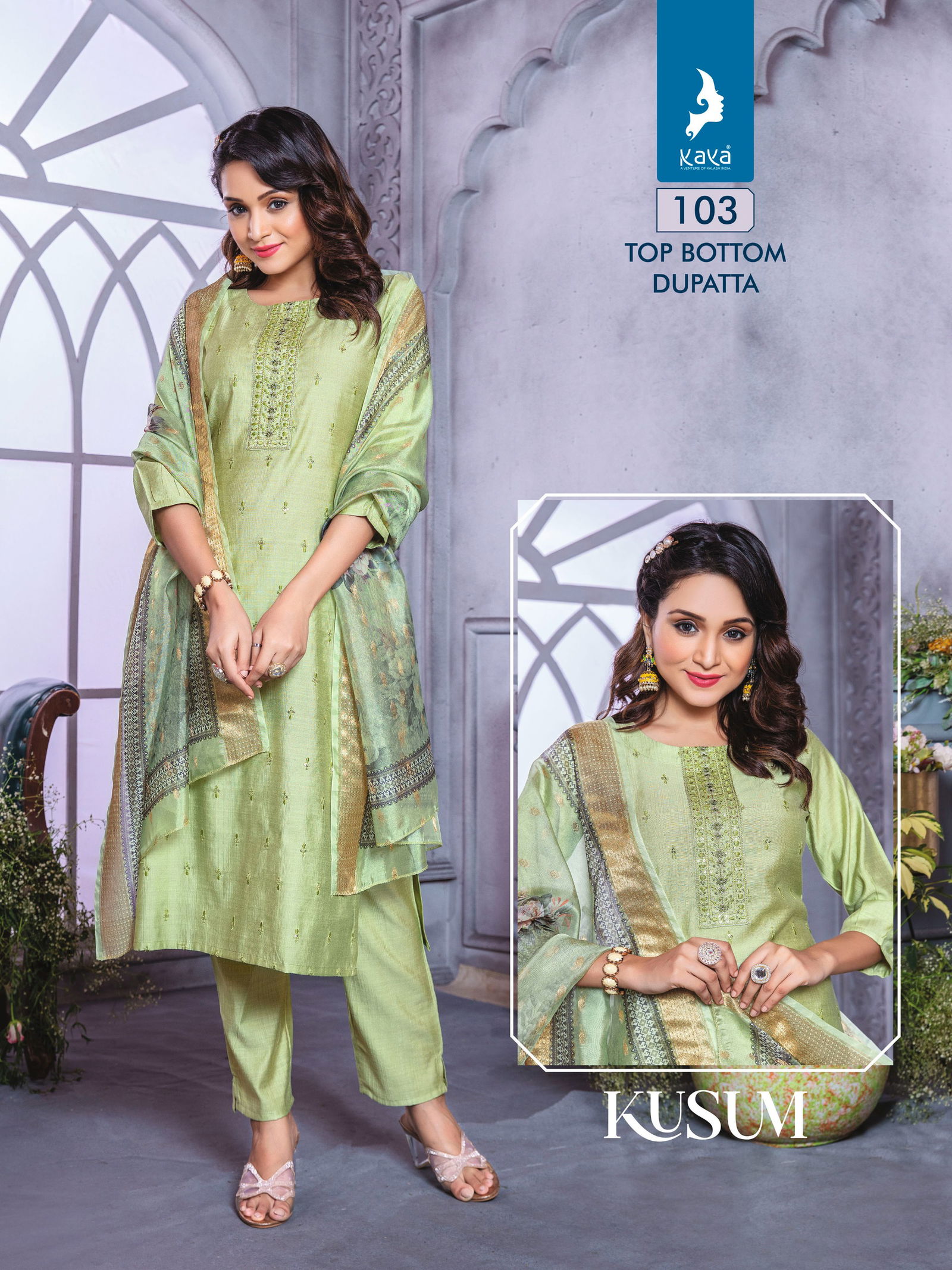 Kusum By Kaya Vatican Silk Kurti With Bottom Dupatta Suppliers In India